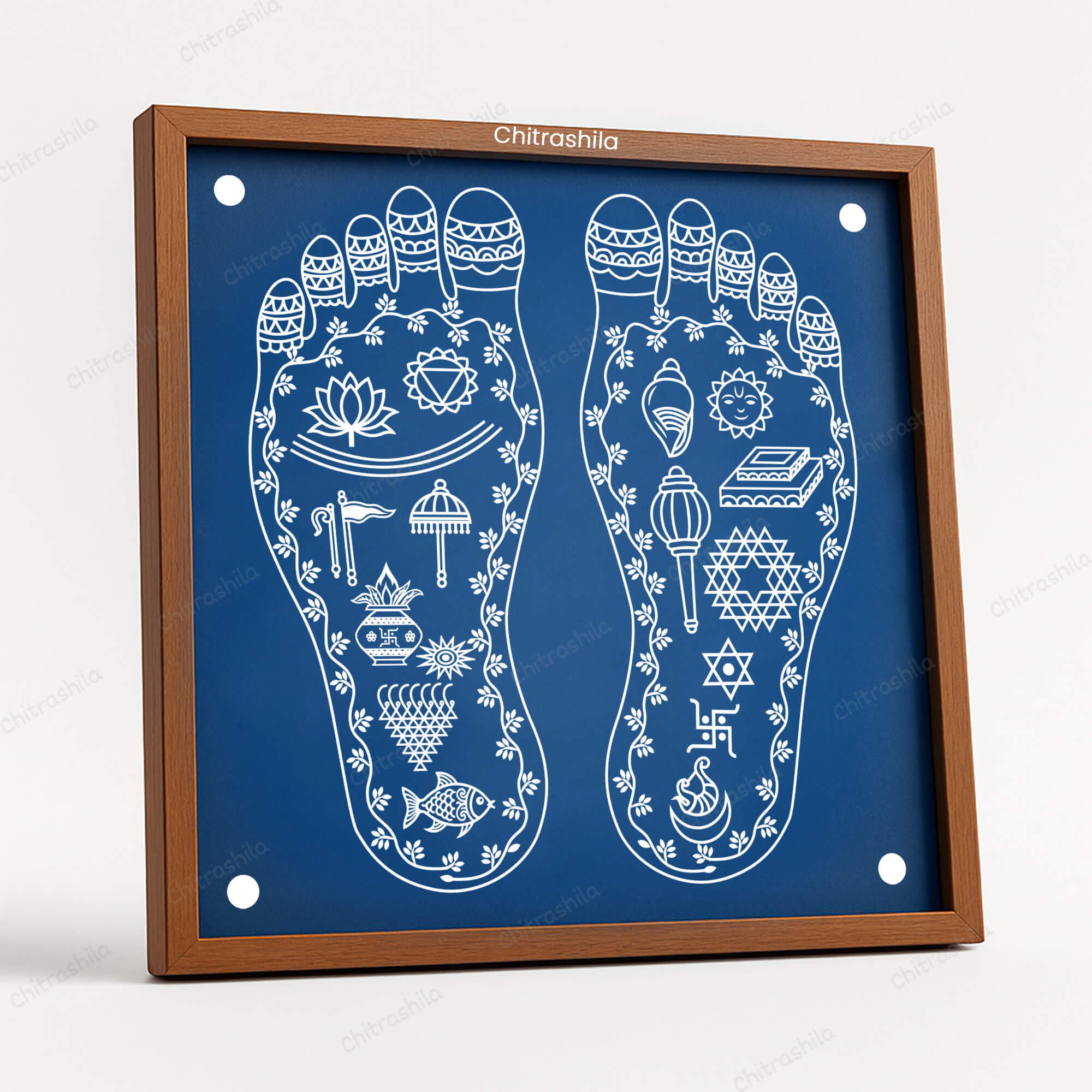 CHITRASHILA® Laxmi Charan Paduka, Auspicious Footprint Rangoli Stencil for Pooja 10x10 Inches (WS‑34)