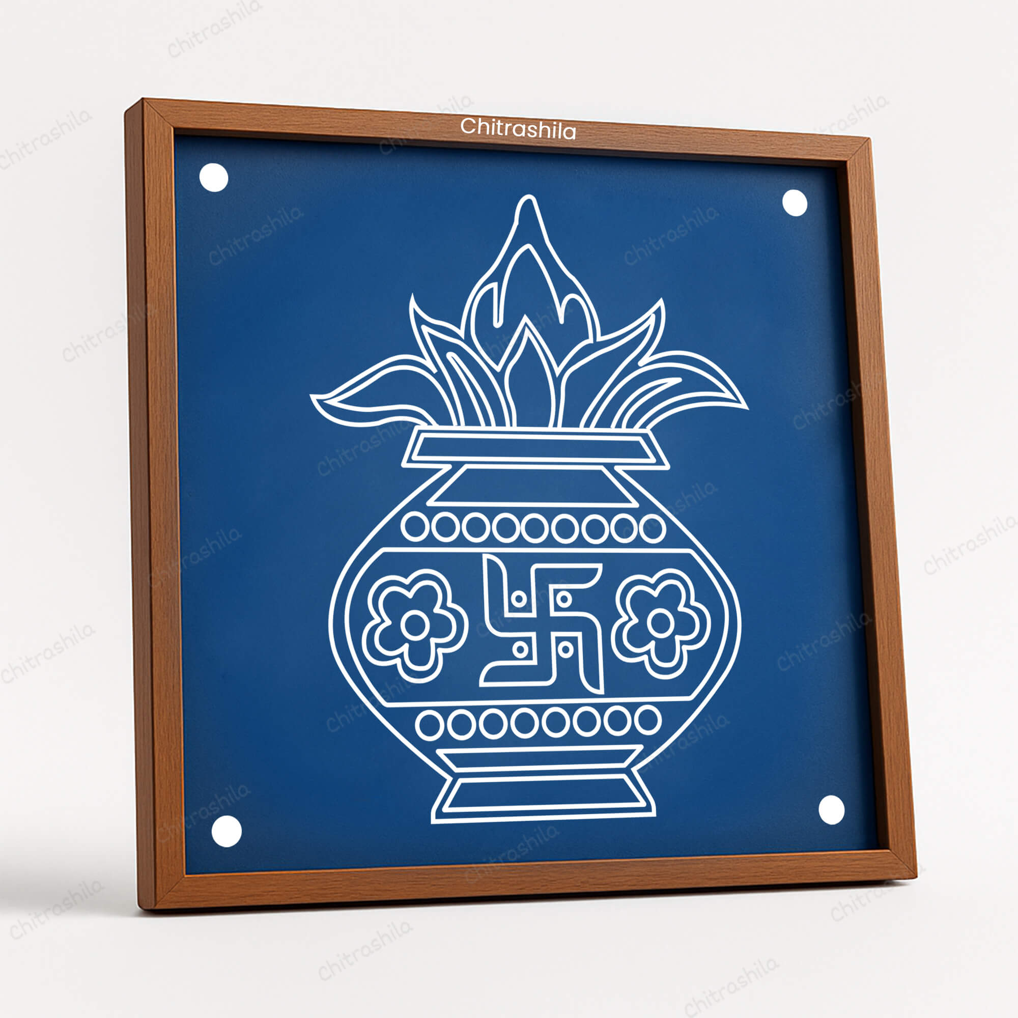 CHITRASHILA® Classic Kalash Wooden Rangoli Stencil 10x10 Inches (WS‑38)