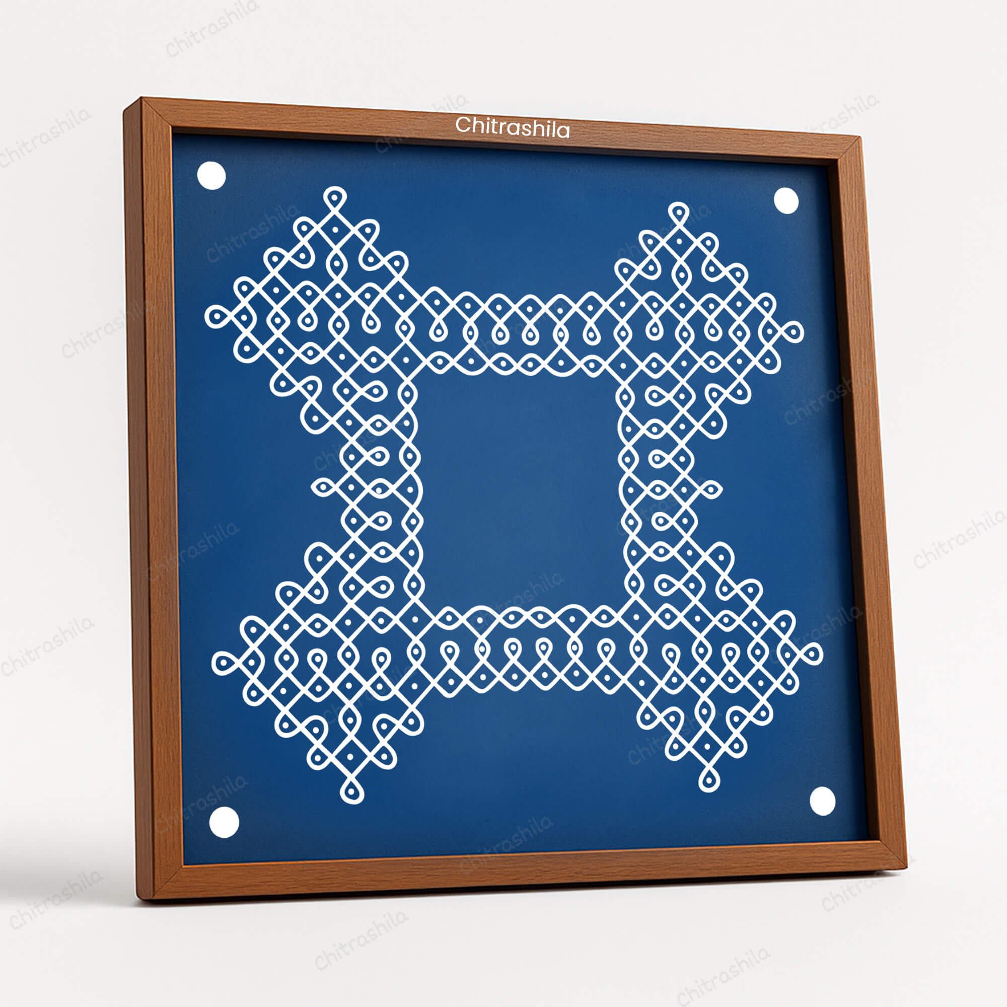 CHITRASHILA® Shree Sankalp Pulli Kolam Wooden Rangoli Stencil 10x10 Inches (WS‑39)