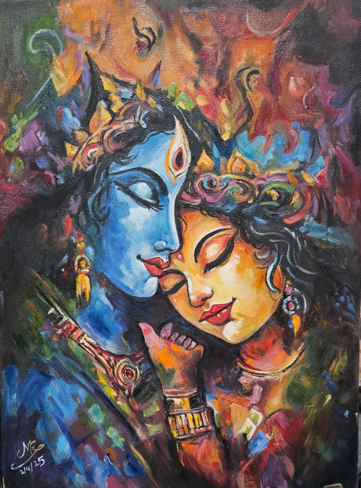Chitrashila Radhe Krishna Handmade Canvas Painting – Divine & Elegant Artwork (12*16 inches)