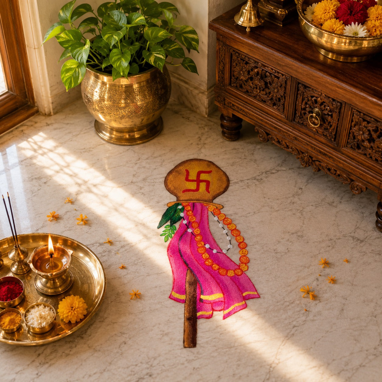 Gudi Padwa OHP Rangoli Sheet - Traditional Design