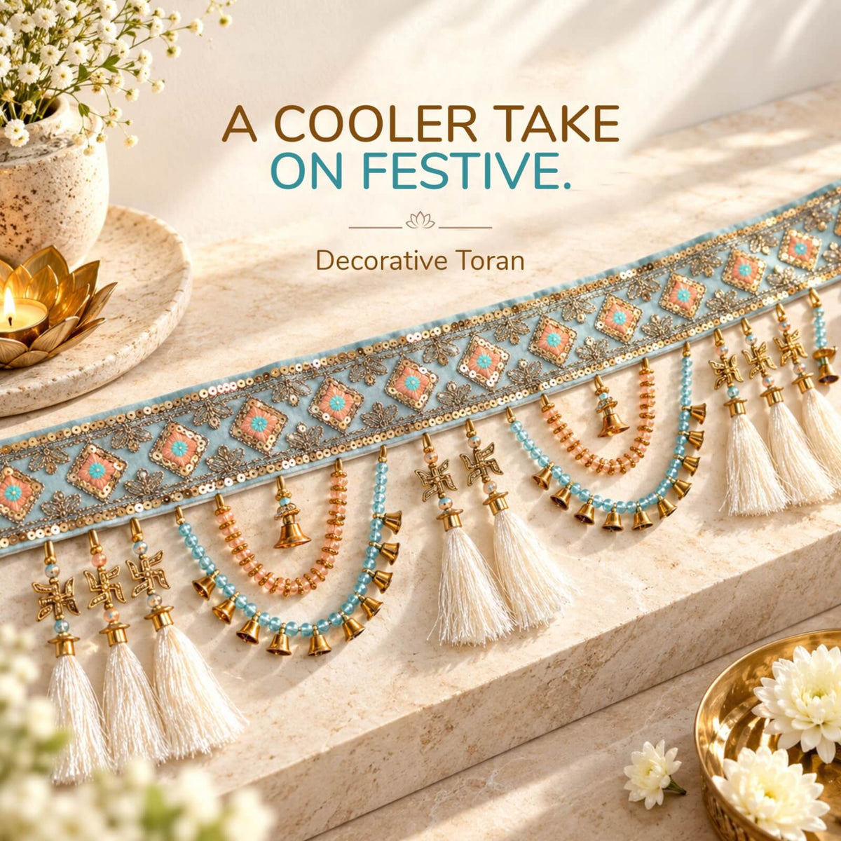 Handmade festive toran — 3 meter main door hanging