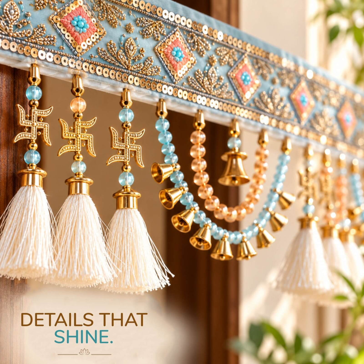 Traditional handwoven toran — Diwali & Navratri door decor