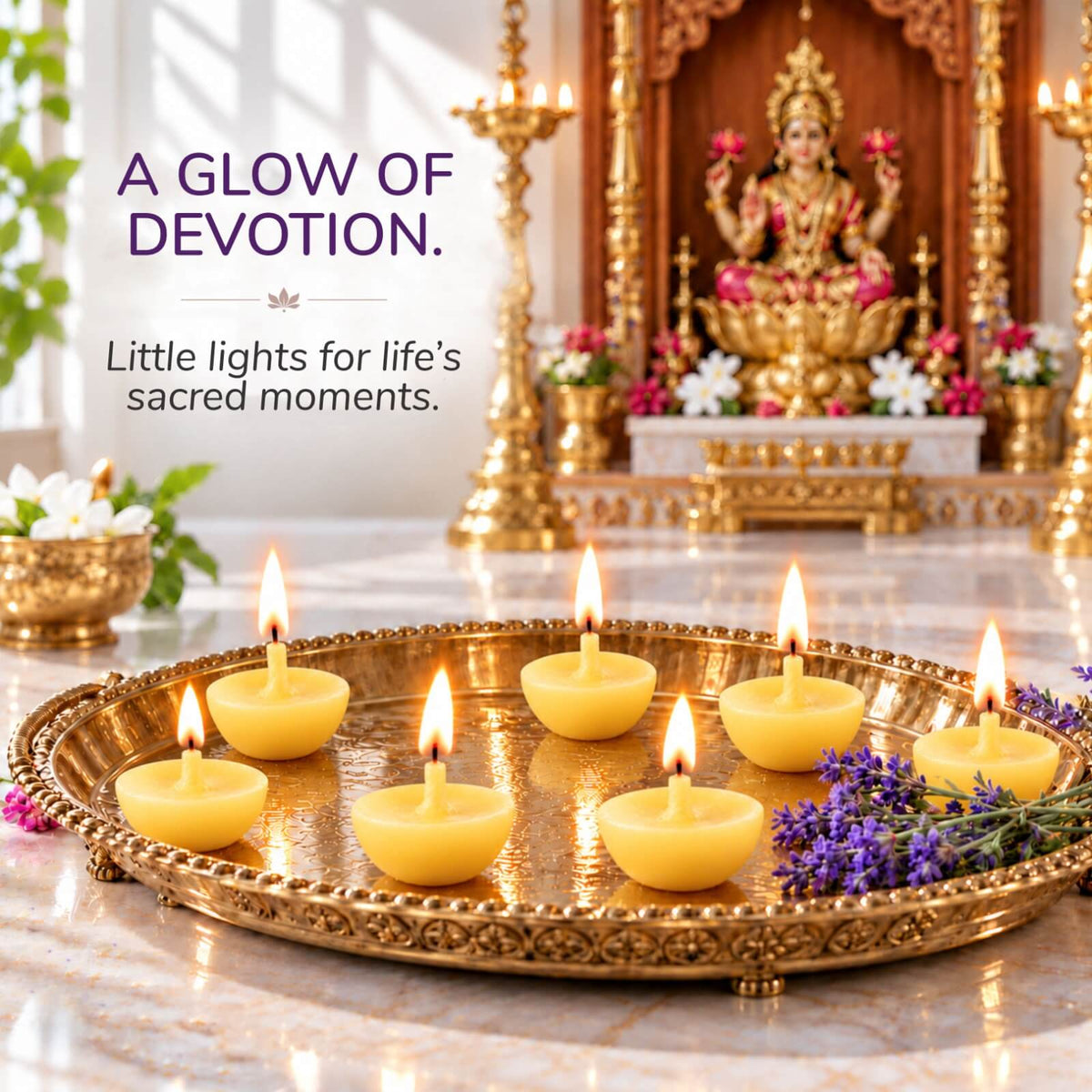 Calming lavender ghee cotton wicks for daily aarti ritual