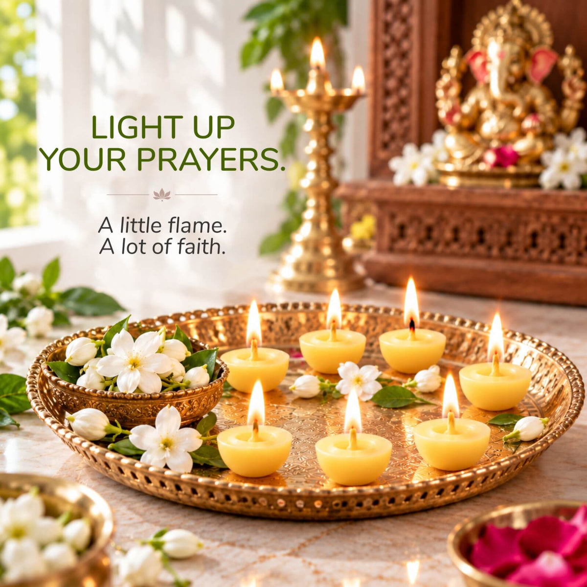 Pure ghee jasmine diya batti for Diwali and festive rituals