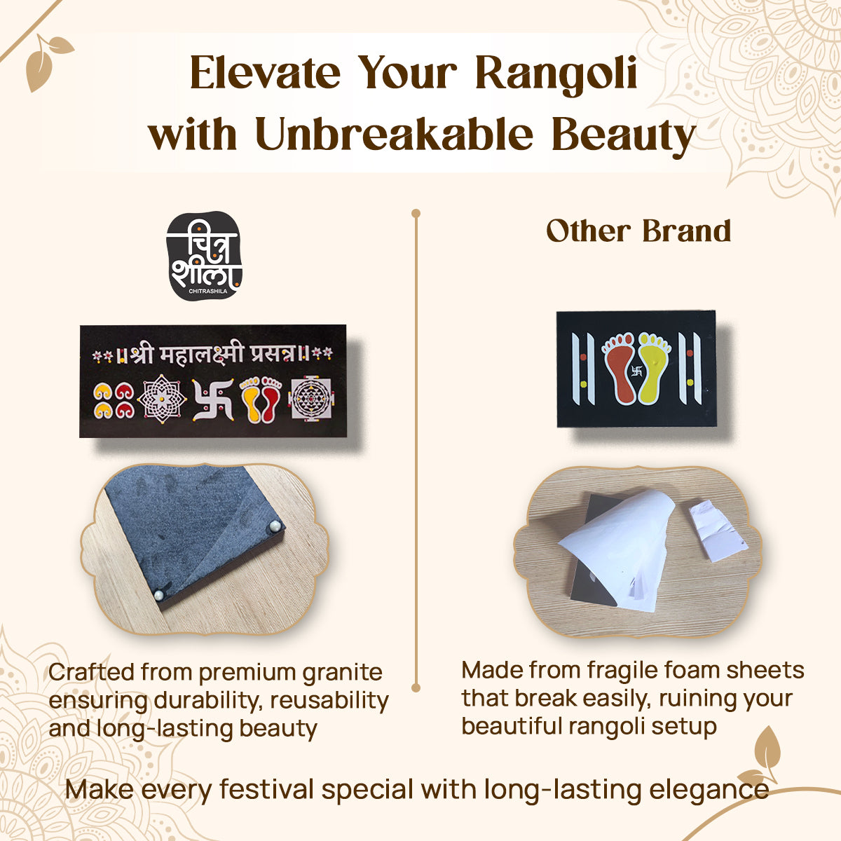 Chitrashila Shree Mahalaxmi Prasanna Granite Printed Rangoli (9*4 inch)