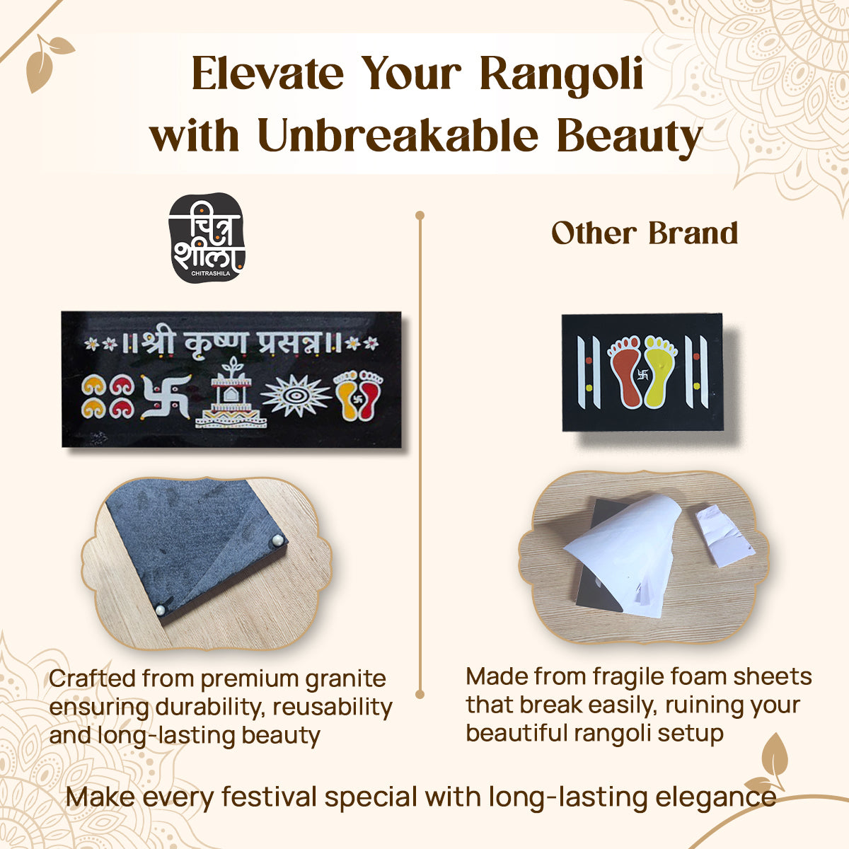 CHITRASHILA® Shree Krishna Prasanna Granite Printed Rangoli (9*4 inch)