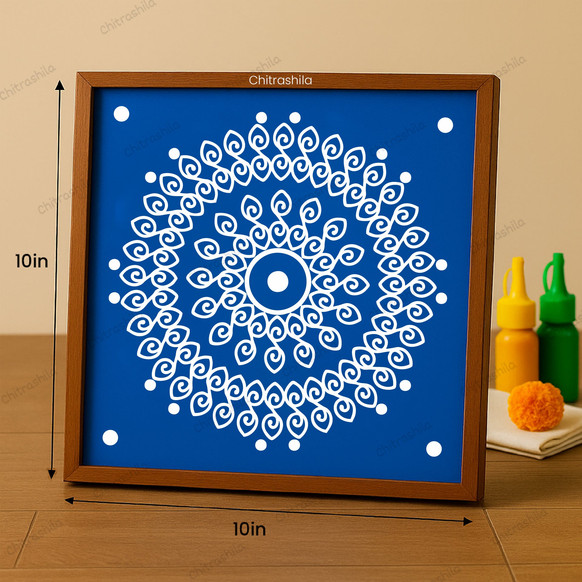CHITRASHILA® Ananda Chakra Wooden Rangoli Stencil | Reusable Rangoli Stencil 10×10 Inch (WS-45)