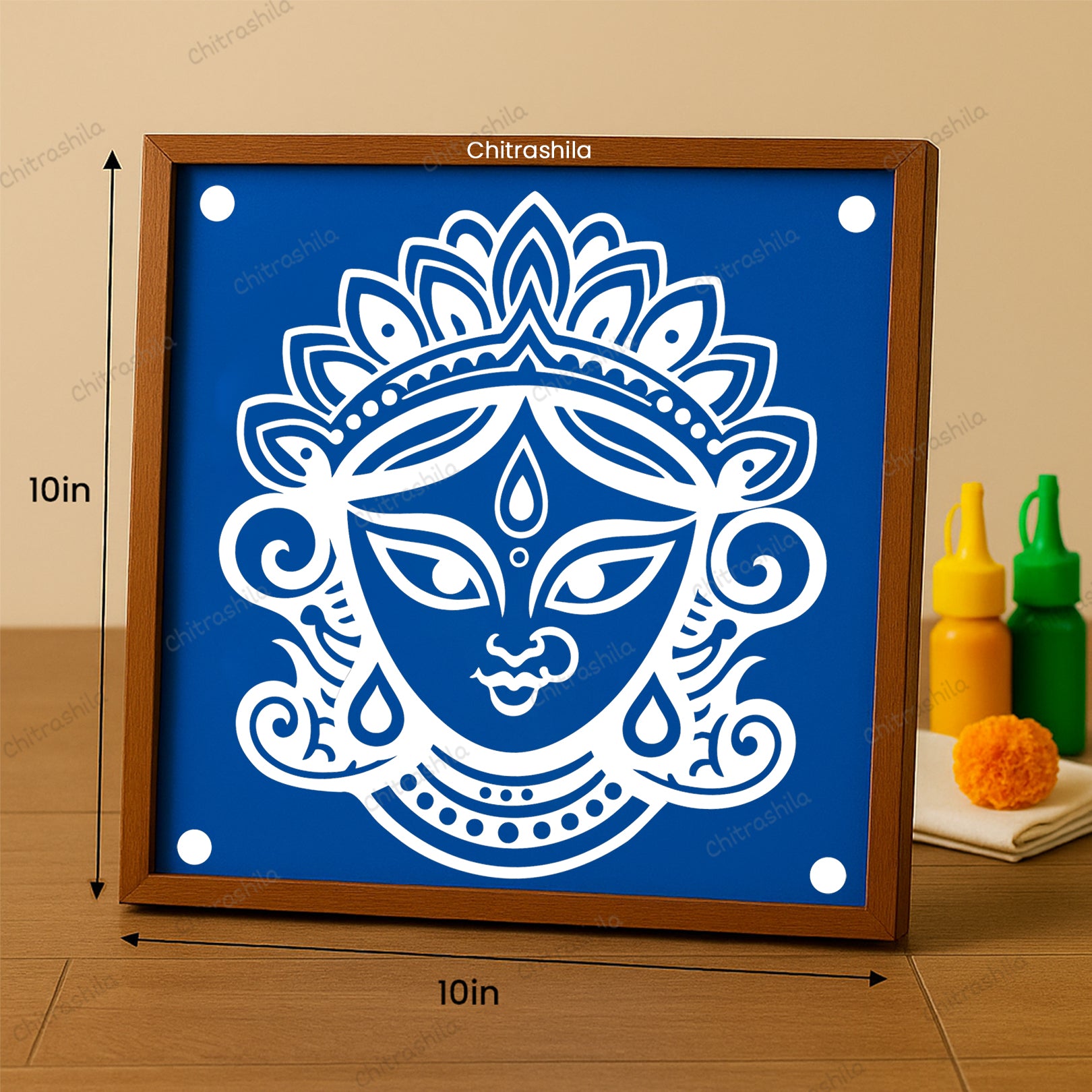 Maa Durga Face Rangoli Stencil - Navratri Rangoli Design (WS-94)