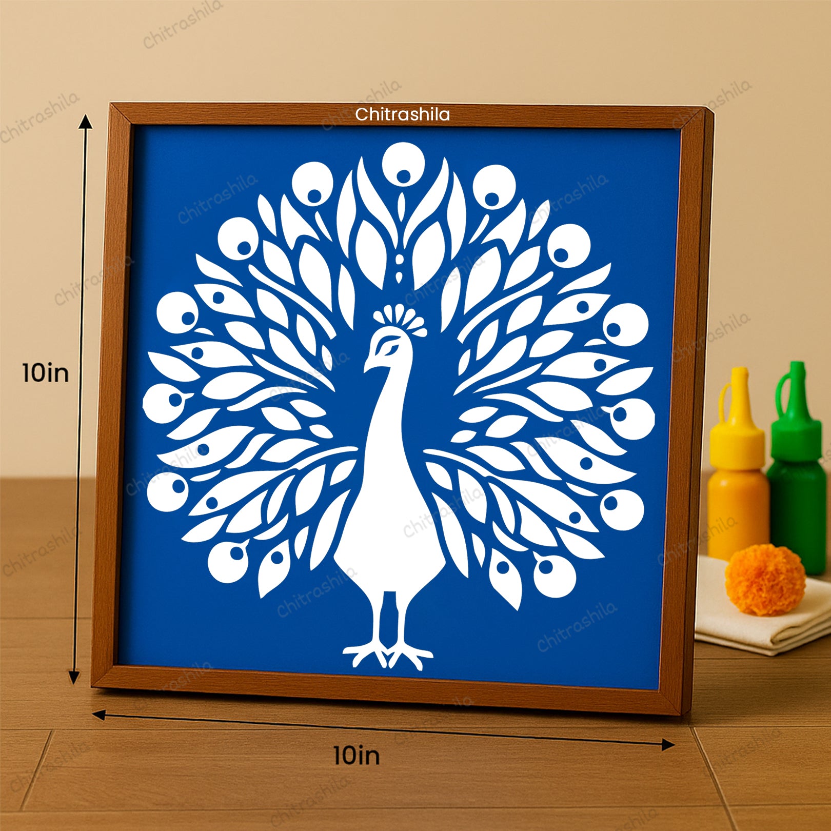 Peacock Rangoli Stencil with Fanned Feathers - Mor Design (WS-95)
