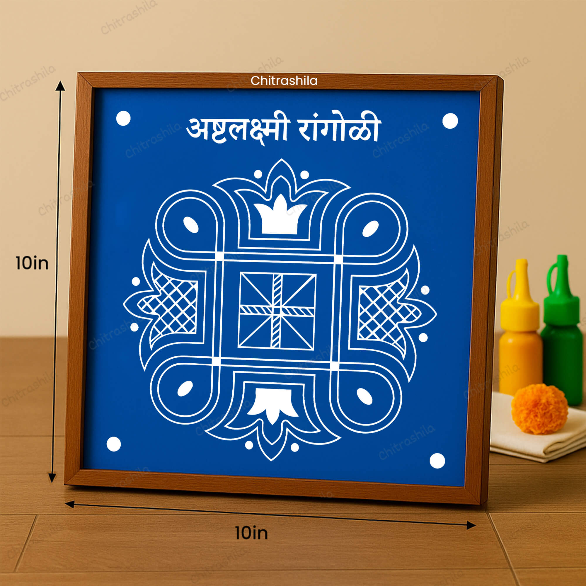 CHITRASHILA® Ashtalakshmi Rangoli Stencil 10x10 Inches (WS‑33)