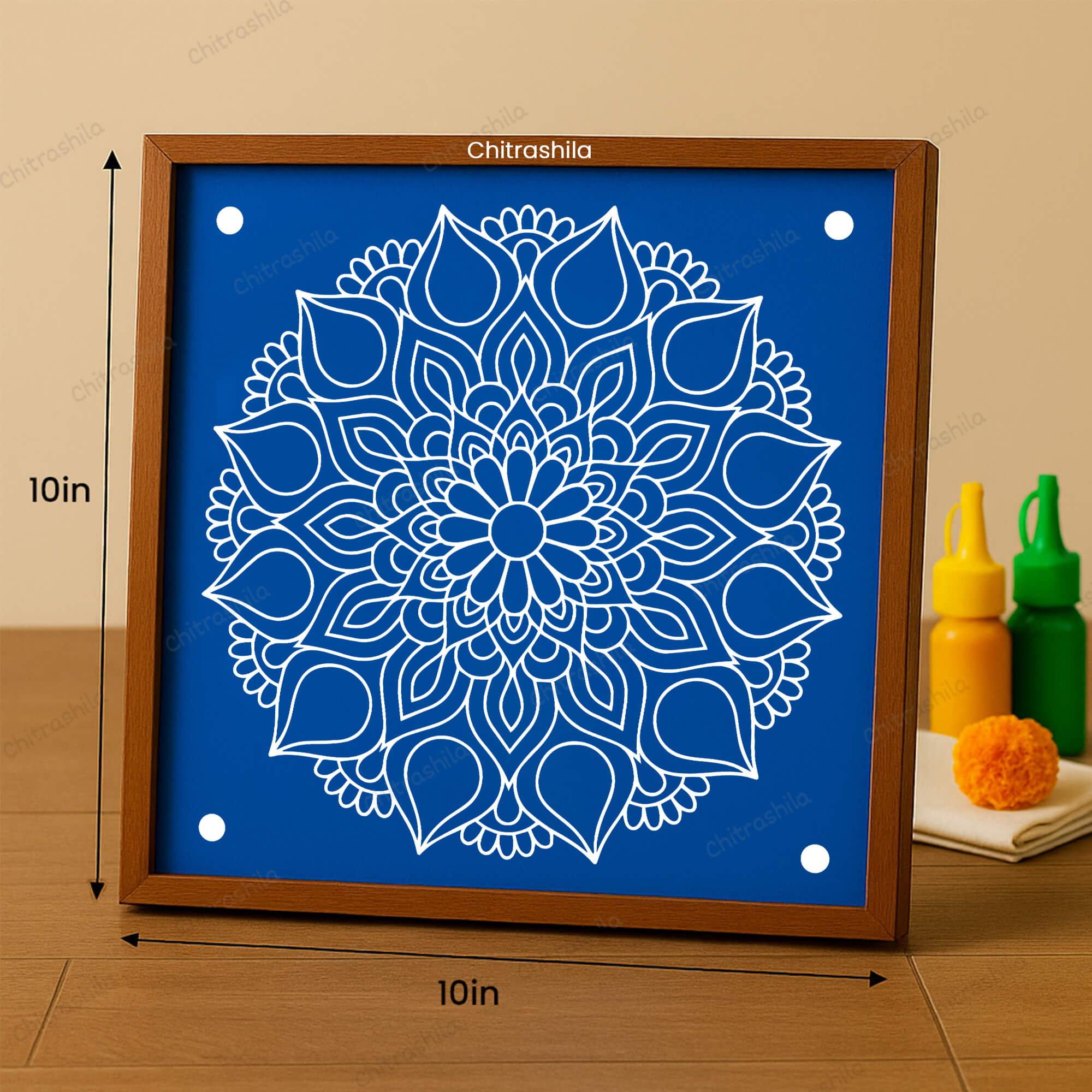 CHITRASHILA® Floral Mandala Design Rangoli Stencil 10x10 Inches (WS‑27)
