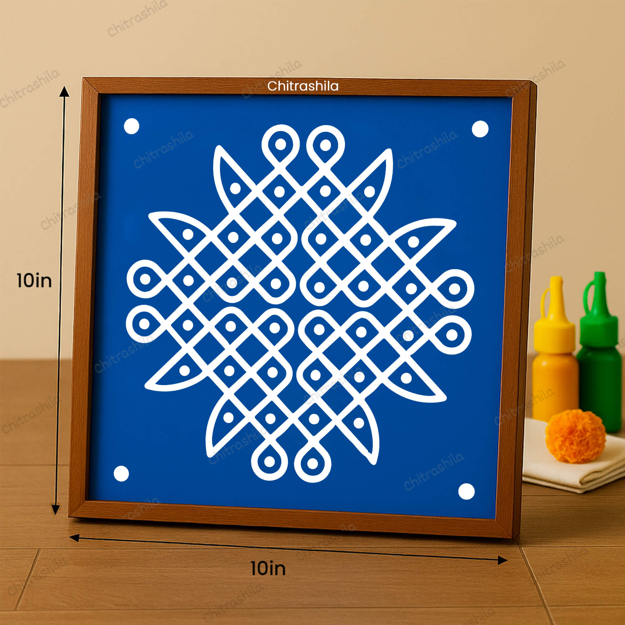 CHITRASHILA® Kambi Kolam Wooden Rangoli Stencils 10X10 inches (WS-10)