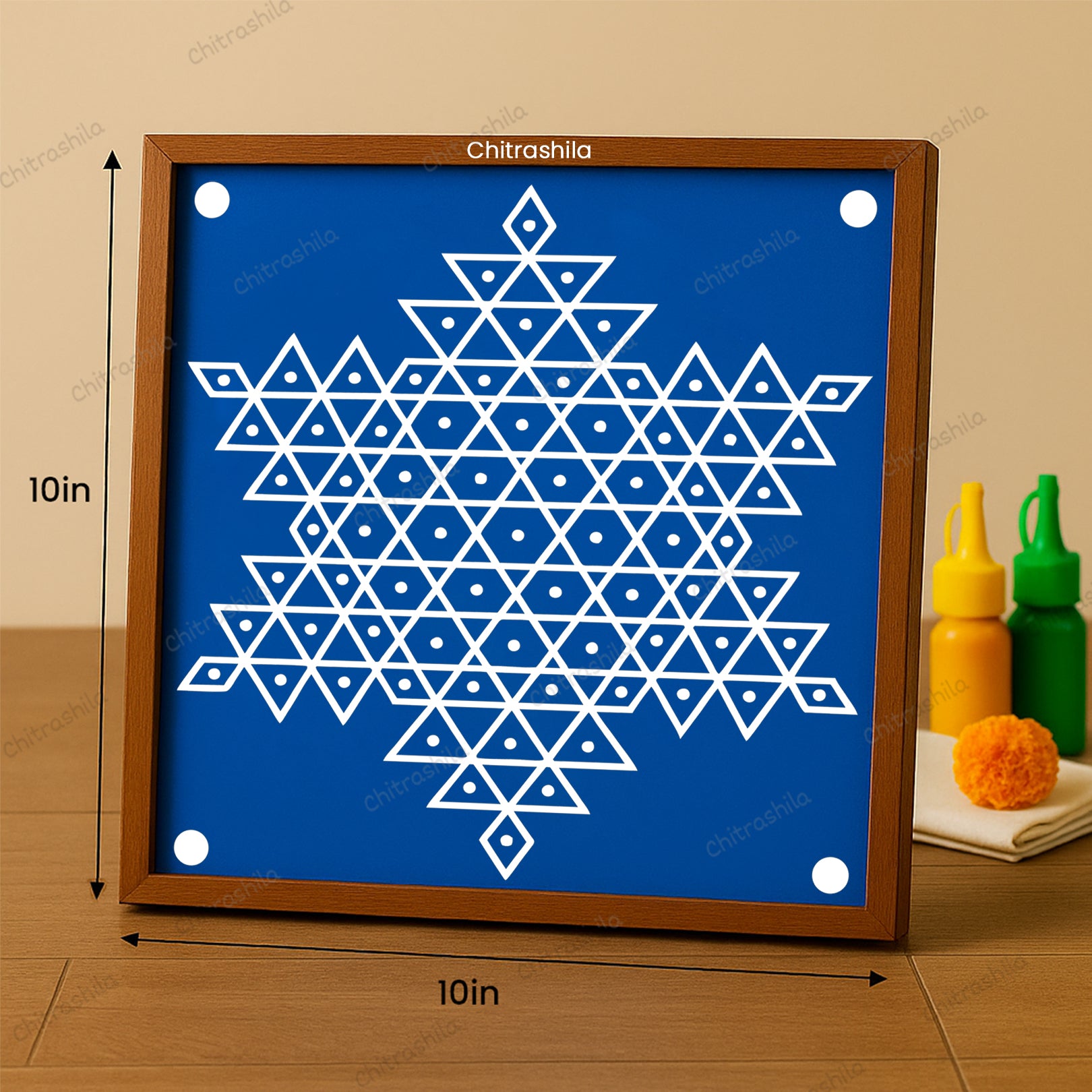 Kolam Dot Wooden Rangoli Stencil 10x10 Inches (WS-64)