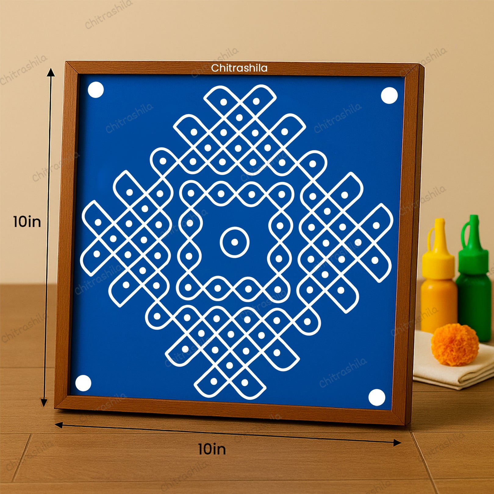 Kolam Dot Wooden Rangoli Stencil 10x10 Inches (WS-70)