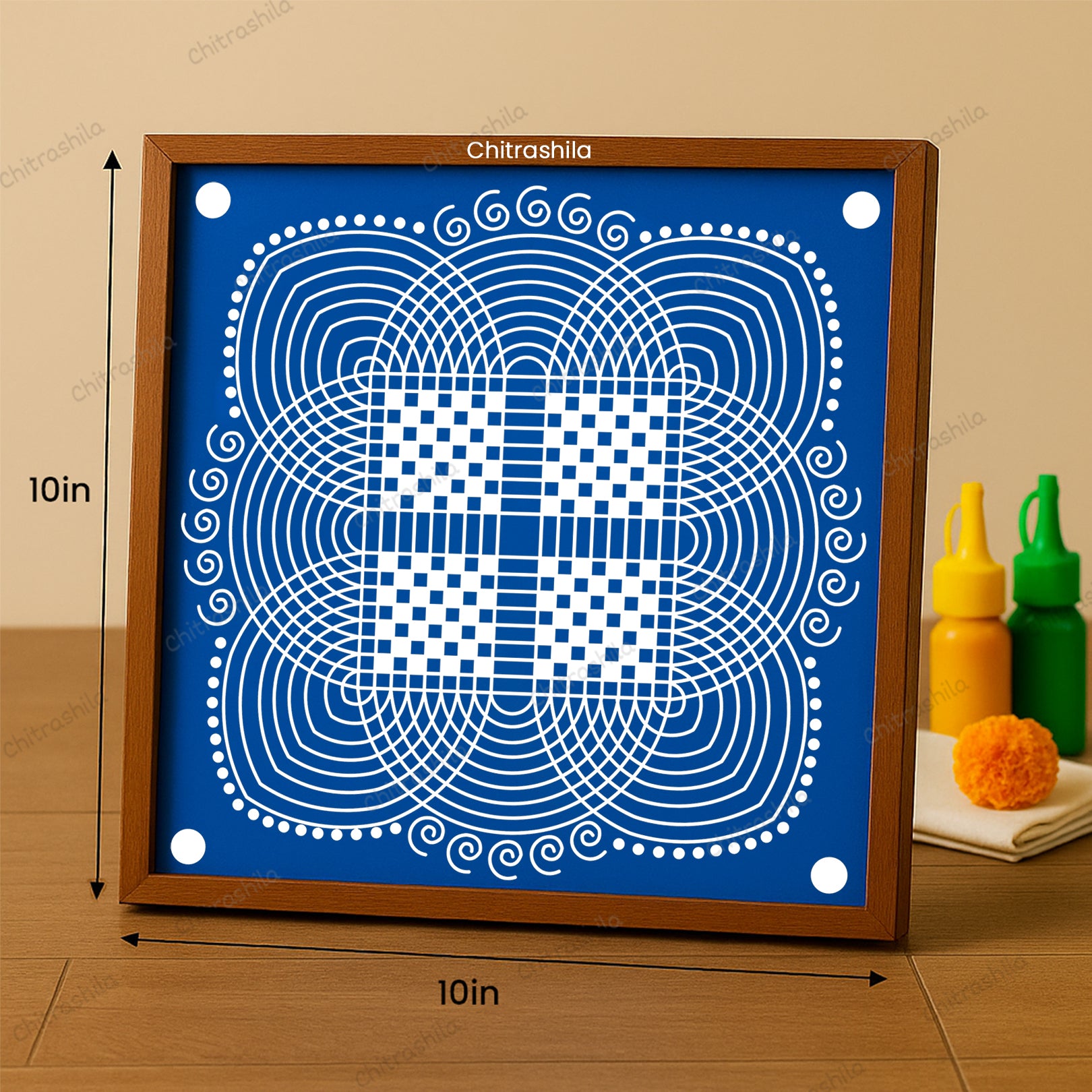 Padi Kolam Wooden Rangoli Stencil 10x10 Inches (WS-83)
