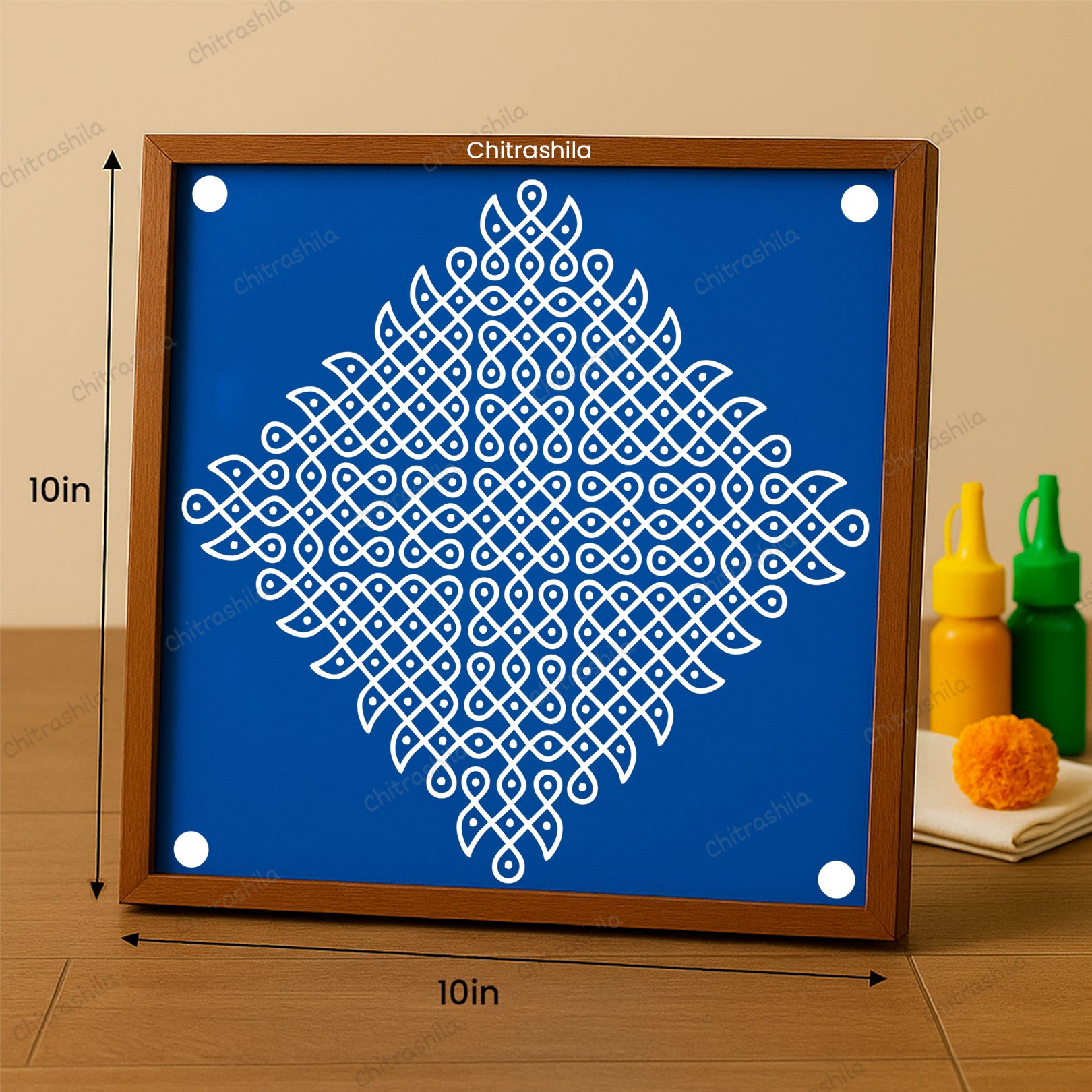 Kolam Dot Wooden Rangoli Stencil 10x10 Inches (WS-73)