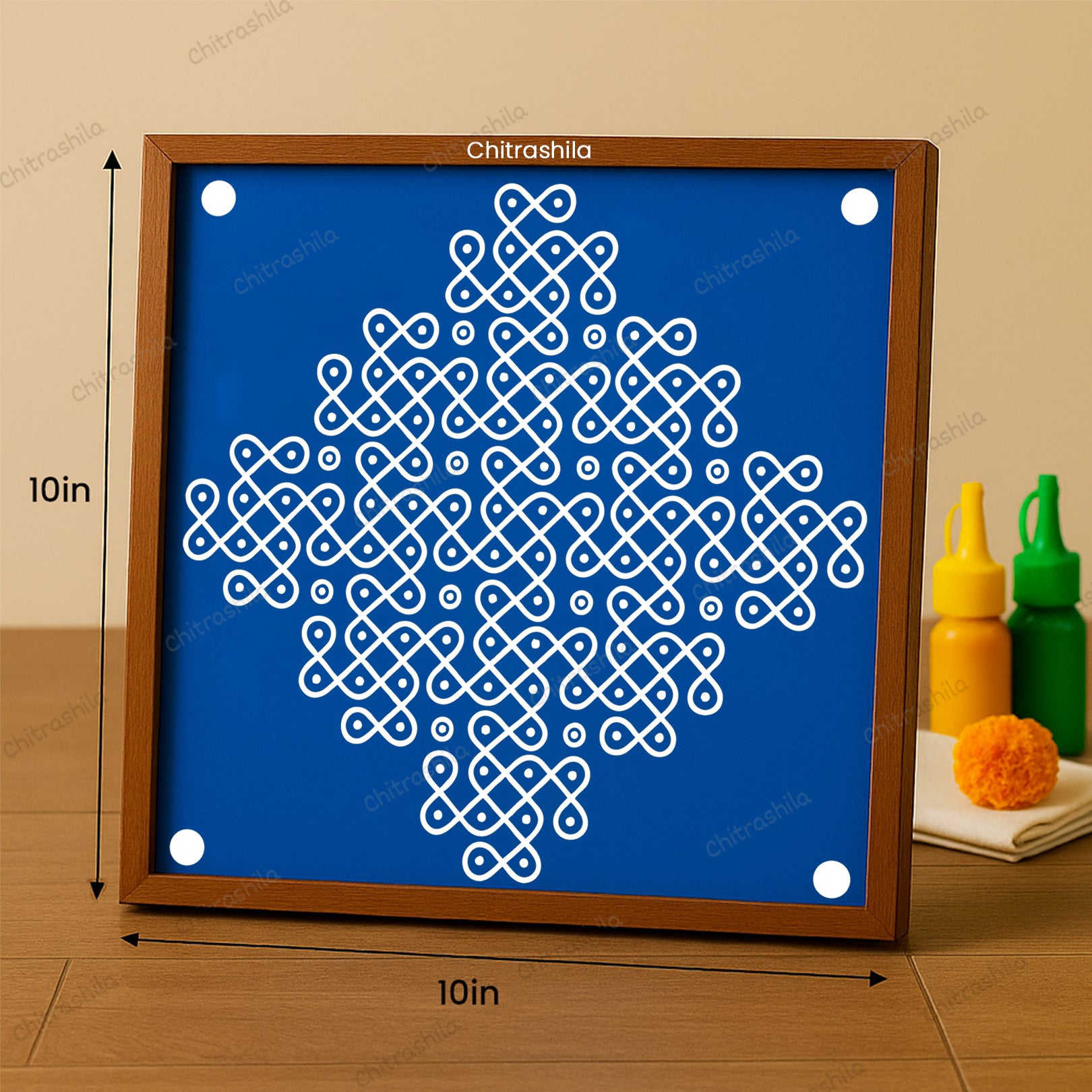 Kolam Dot Wooden Rangoli Stencil 10x10 Inches (WS-72)