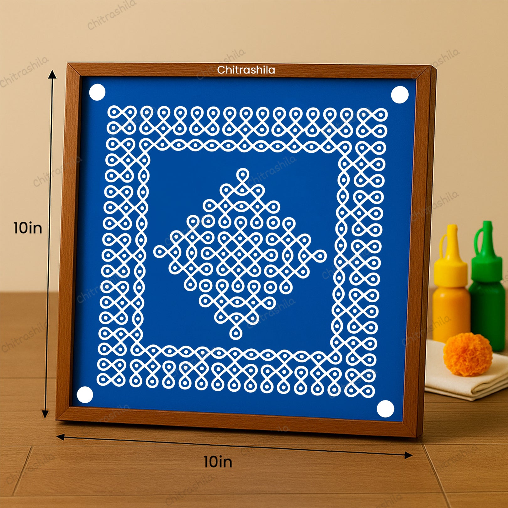 Kolam Dot Wooden Rangoli Stencil 10x10 Inches (WS-69)