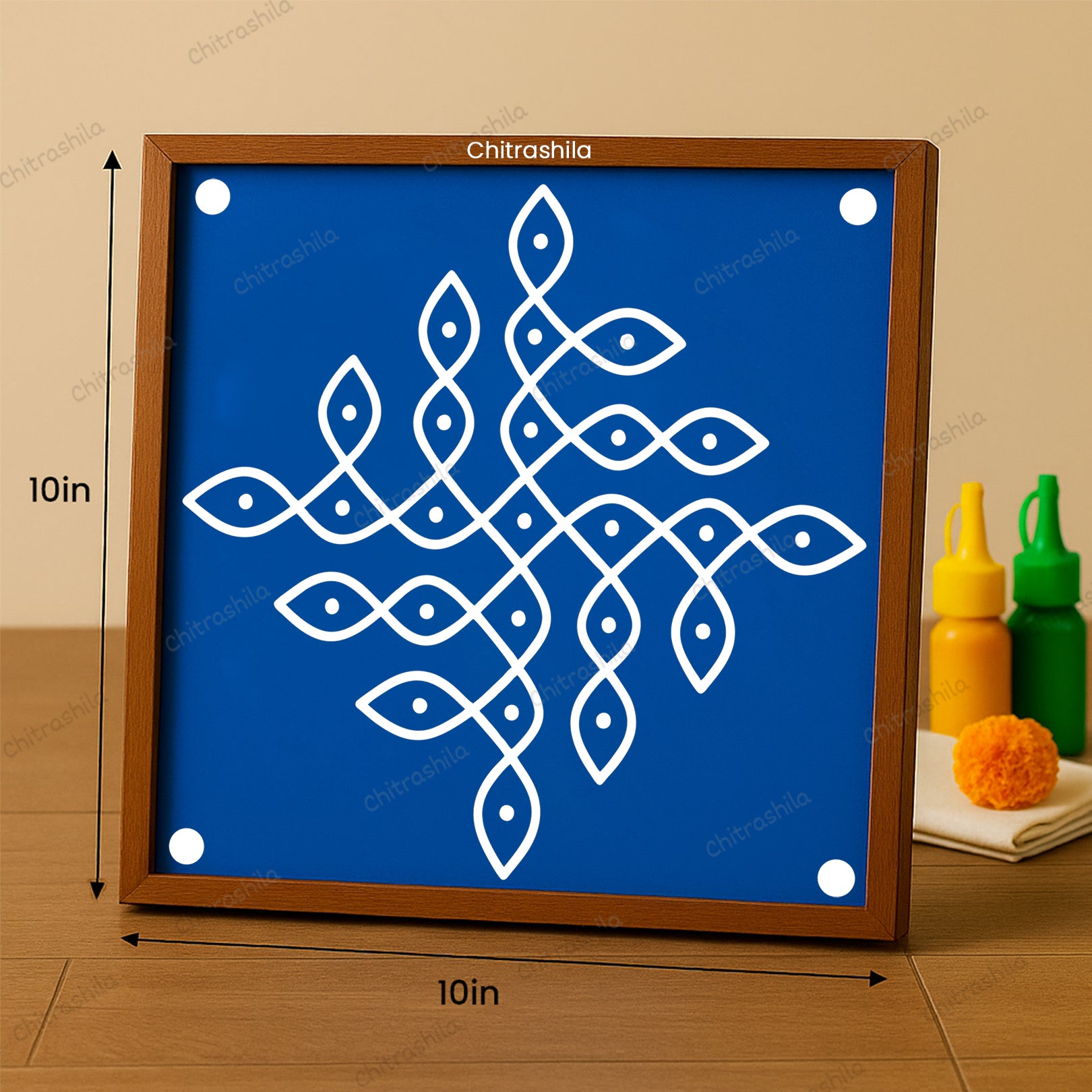 Kolam Dot Wooden Rangoli Stencil 10x10 Inches (WS-75)