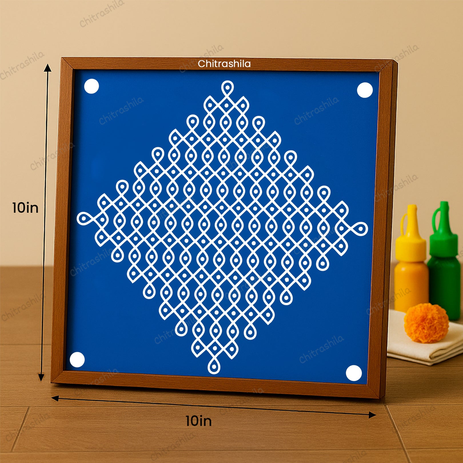 Kolam Dot Wooden Rangoli Stencil 10x10 Inches (WS-67)