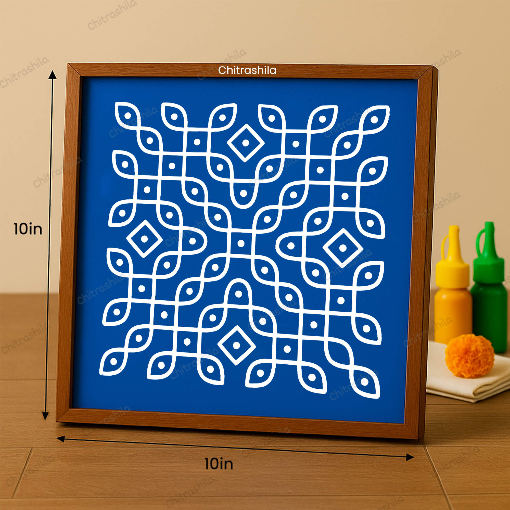 CHITRASHILA® Kambi Kolam Wooden Rangoli Stencils 10X10 inches (WS-05)