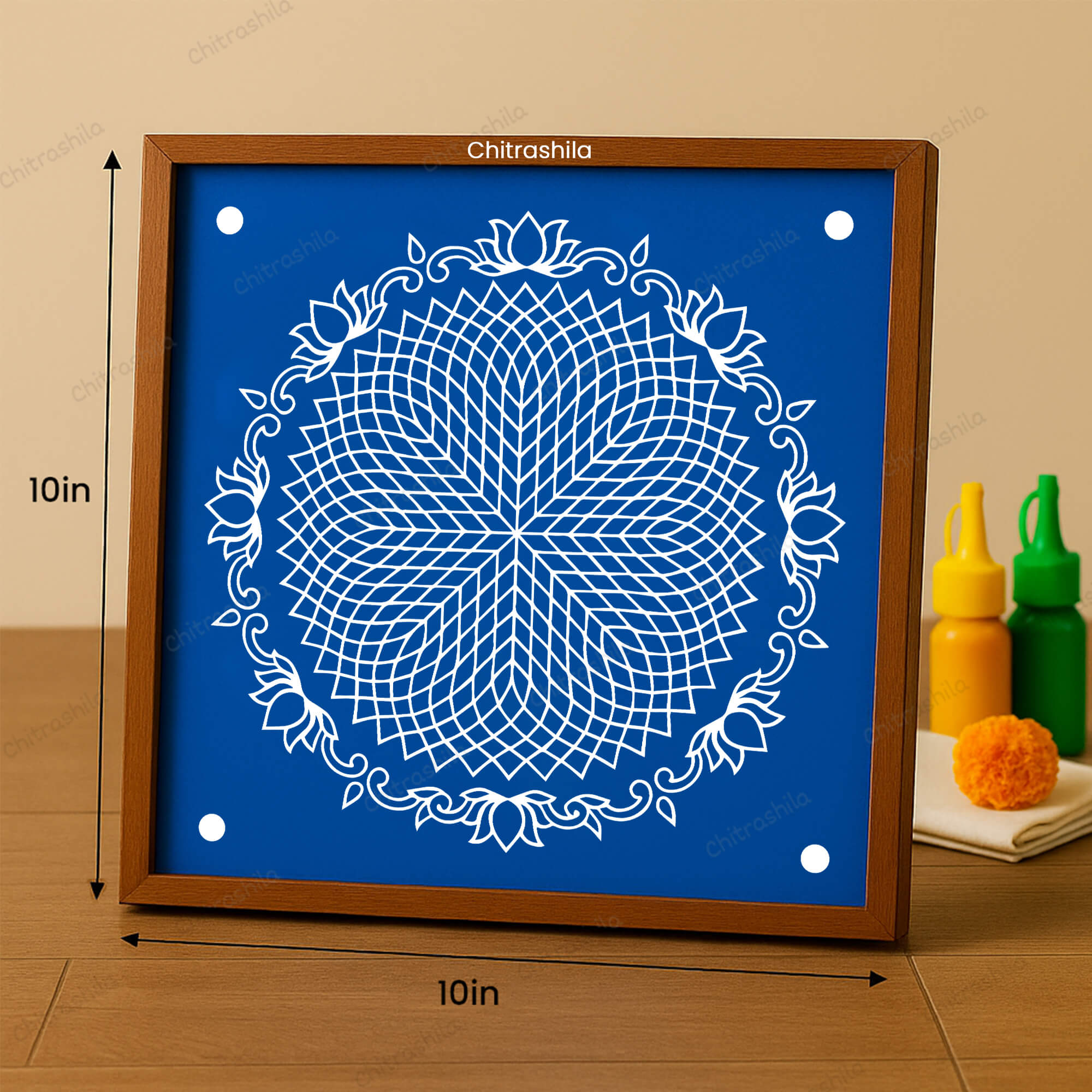 CHITRASHILA® Sahasradala Padma with Lotus Border Rangoli Stencil 10x10 Inches (WS‑28)