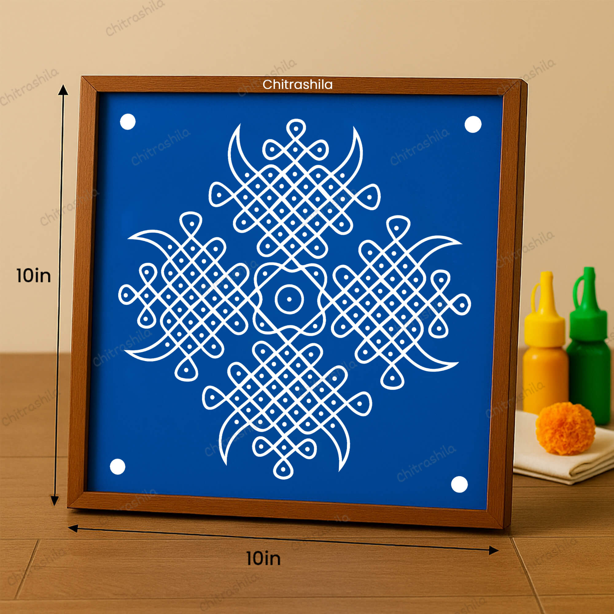 CHITRASHILA® Kambi Kolam Line Design Rangoli Stencil 10x10 Inches (WS‑20)