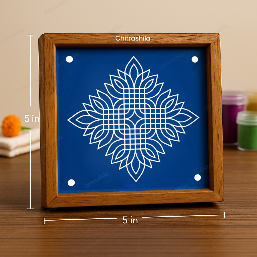 CHITRASHILA® Miniature Lotus Pattern Rangoli Stencil – 5x5 Inches (WA-43)