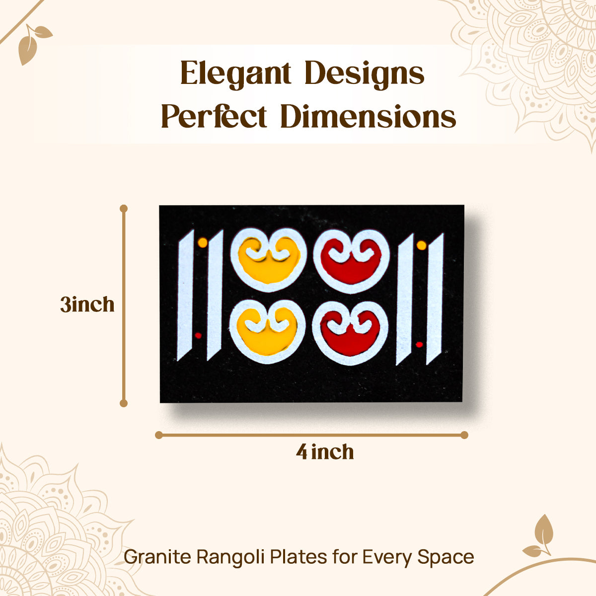 CHITRASHILA® Gopadma Granite Printed Rangoli (4*3 inch) for Home Mandir and Door Entrance (Pack of 2)