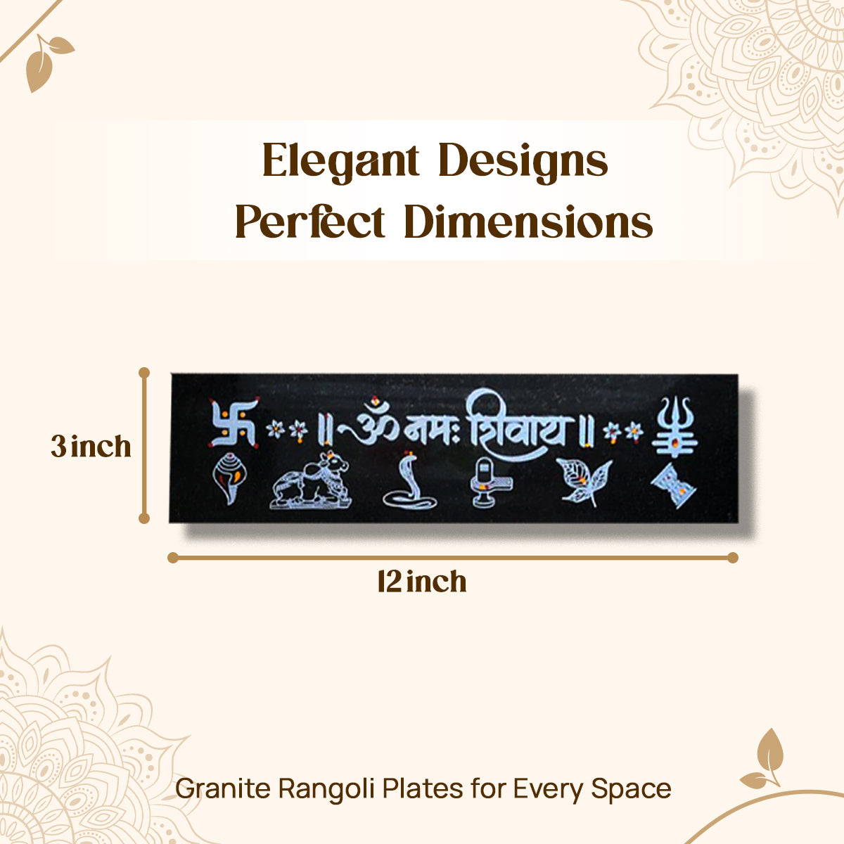 CHITRASHILA® Om Namah Shivay Granite Printed Rangoli (12*3 Inches)