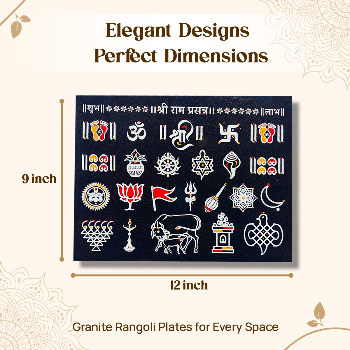 Chitrashila Sampurna Chaitrangan Shri Ram Prasanna with Shubh-Labh Rangoli Granite Printed (12*9 inch)