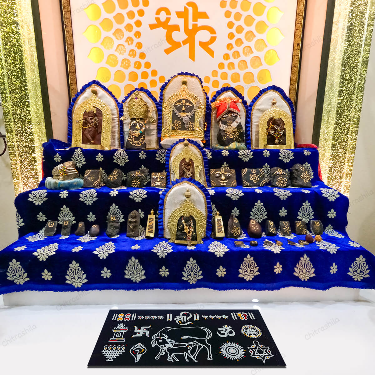 CHITRASHILA® Gau Mata/Kamdhenu Chaitrangan Rangoli Granite Printed- 12*6 inch