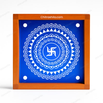 CHITRASHILA® Galicha Design With swastik Wooden Rangoli Stencil 5x5 inches (WA-02)