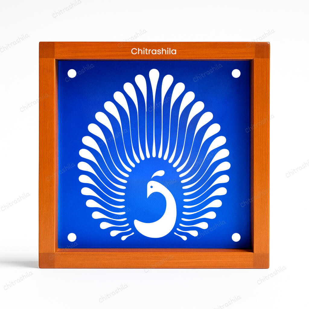 CHITRASHILA® Simple Peacock Motif Rangoli Stencil – 5x5 Inches (WA‑35)
