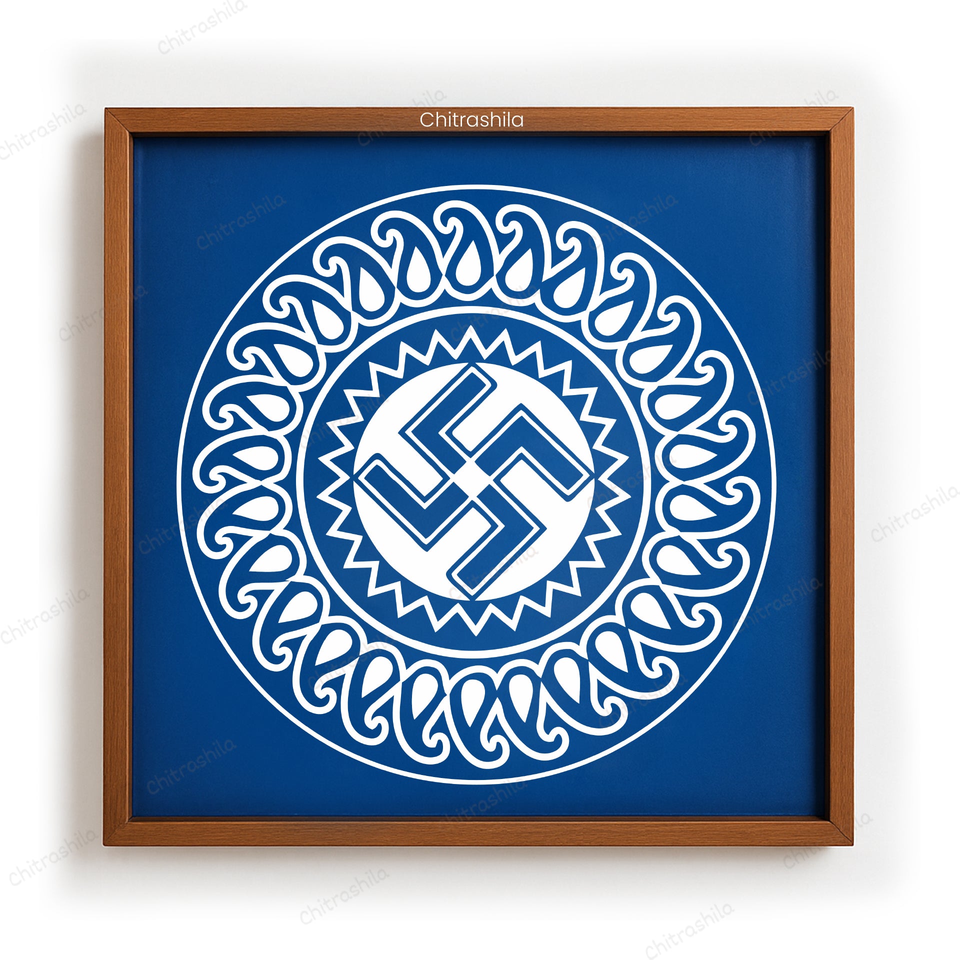 CHITRASHILA® Mangala Swastik Wooden Rangoli Stencil | Reusable Rangoli Stencil 10×10 Inch (WS-43)
