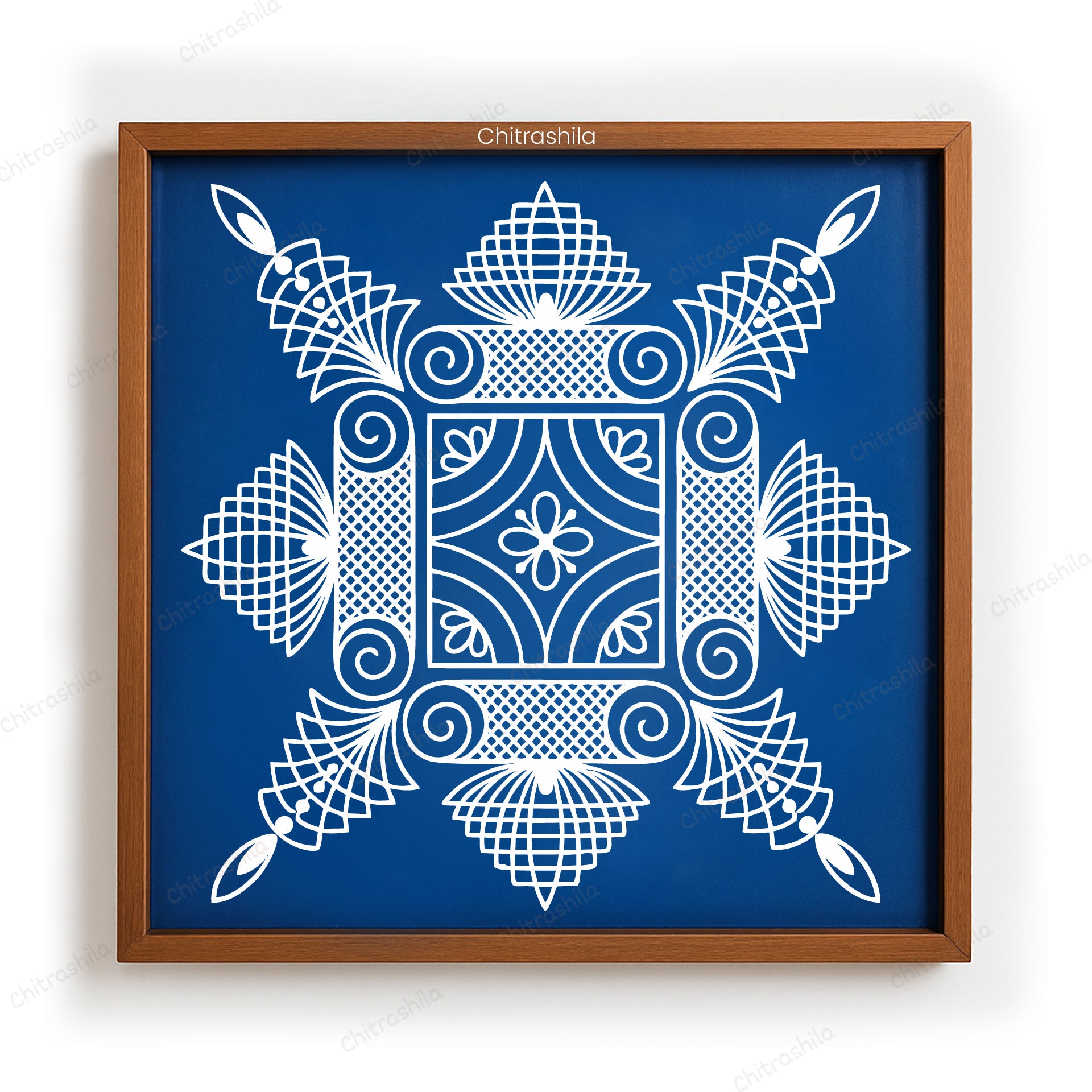 CHITRASHILA® Temple Kolam Wooden Rangoli Stencil | Reusable Rangoli Stencil 10×10 Inch (WS-57)