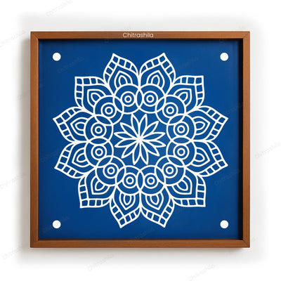 CHITRASHILA® Lotus Mandala Wooden Kolam Stencil | Reusable Rangoli Stencil 10×10 Inch (WS-52)