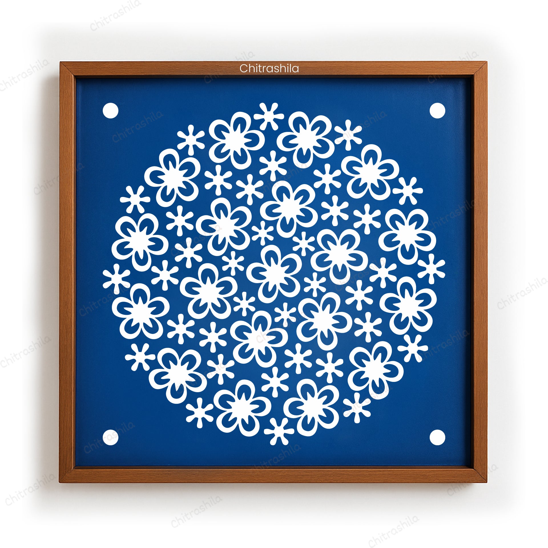CHITRASHILA® Flower Bloom Wooden Stencil | Reusable Rangoli Stencil 10×10 Inch (WS-49)