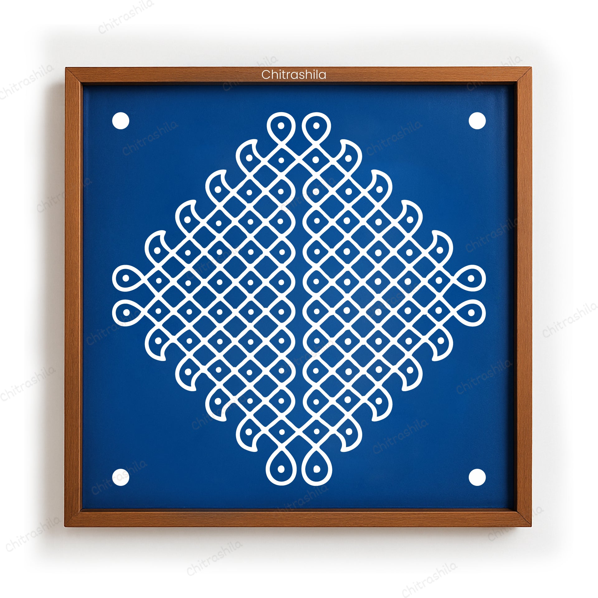 CHITRASHILA® Kolam Dots Diamond Wooden Rangoli Stencil | Reusable Rangoli Stencil 10×10 Inch (WS-53)