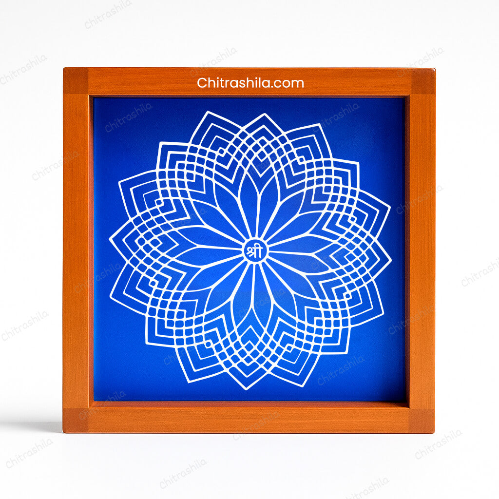 CHITRASHILA® Shree Vishnu Kamal Wooden Rangoli Stencil 10X10 inches
