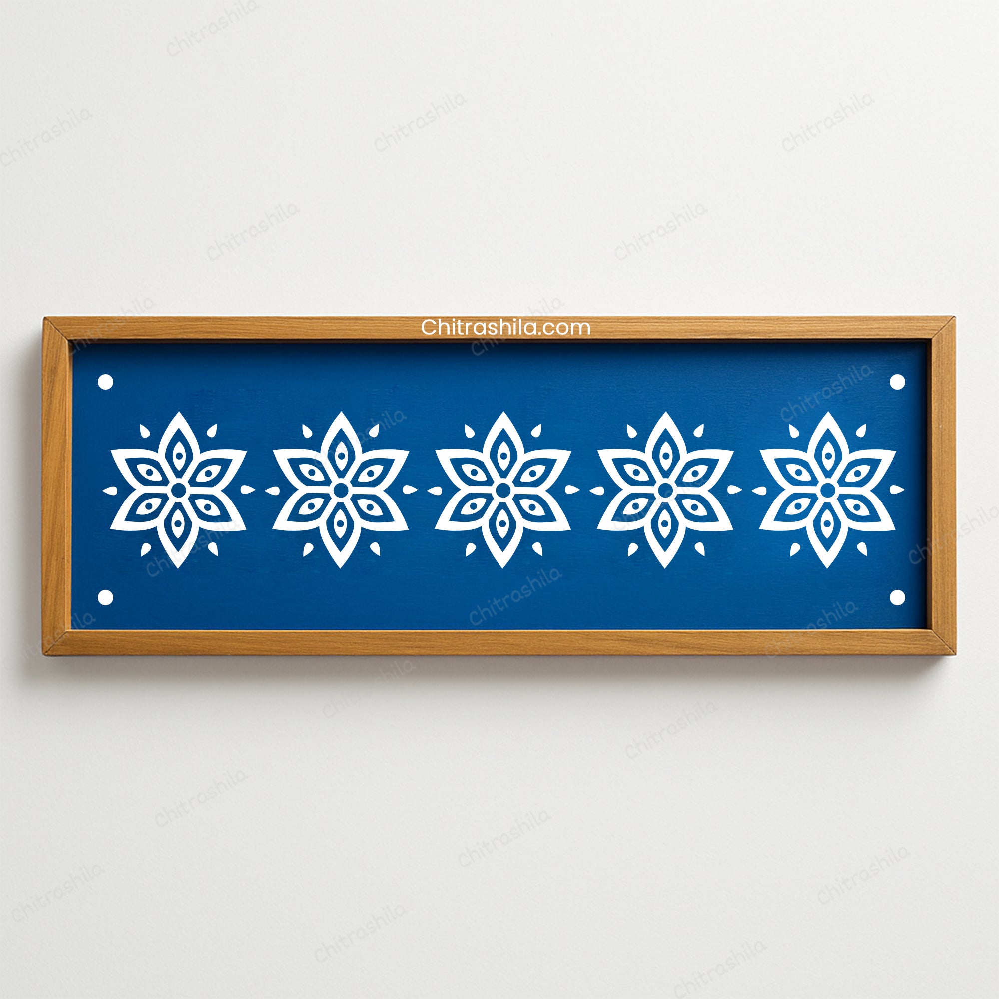 CHITRASHILA® Traditional Flower Border Wooden Rangoli Stencil 17x5 Inches (WB‑27)