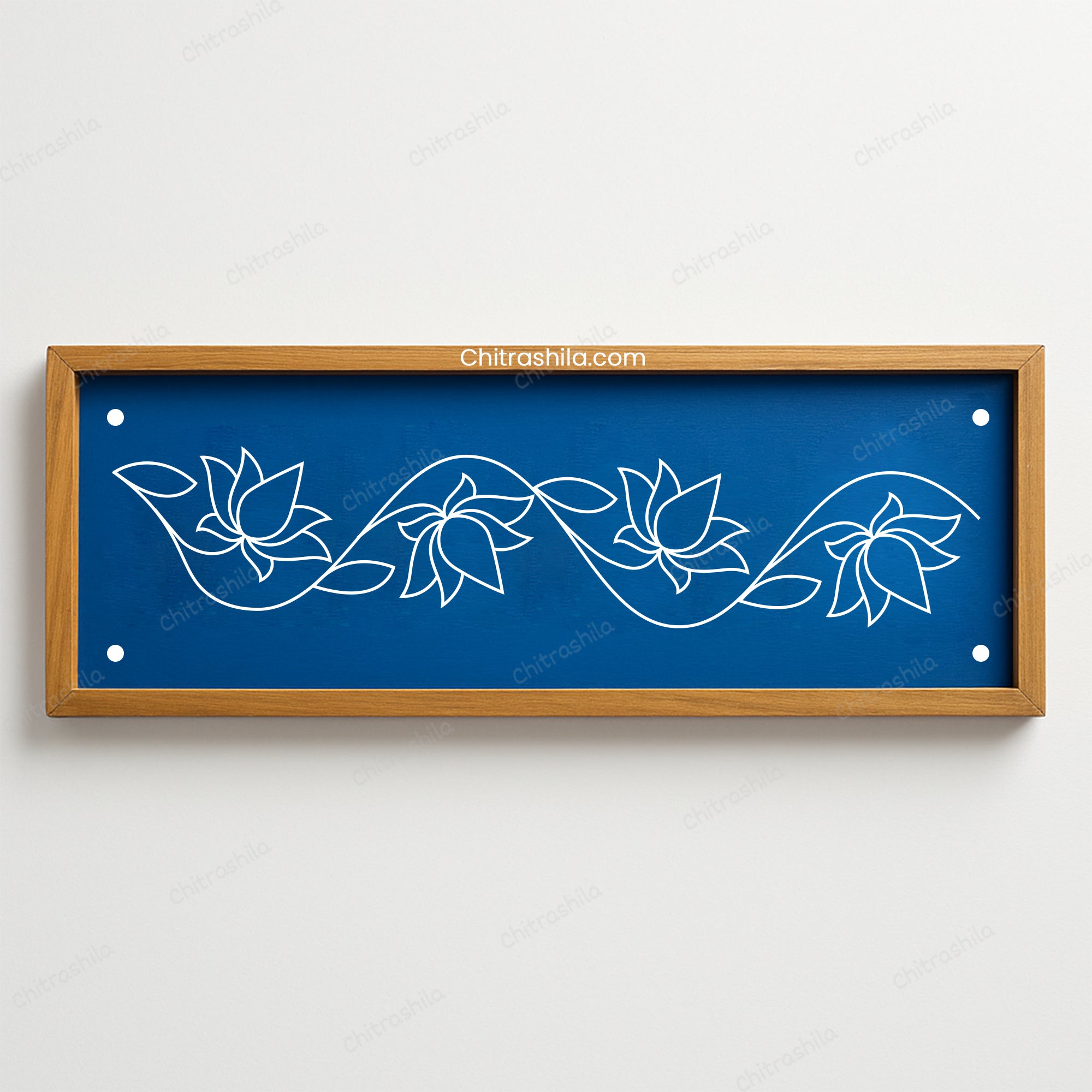 CHITRASHILA® Simple Lotus vine Border Wooden Rangoli Stencil 17x5 inches (WB-21)
