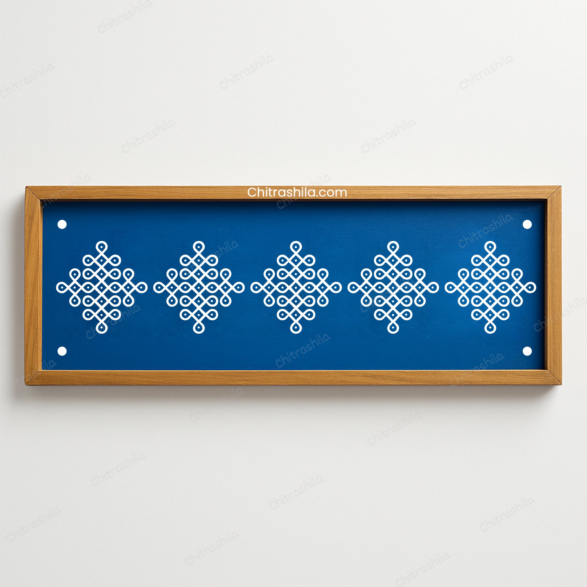 CHITRASHILA® Kolam-Inspired Border Wooden Rangoli Stencil 17x5 Inches (WB‑37)
