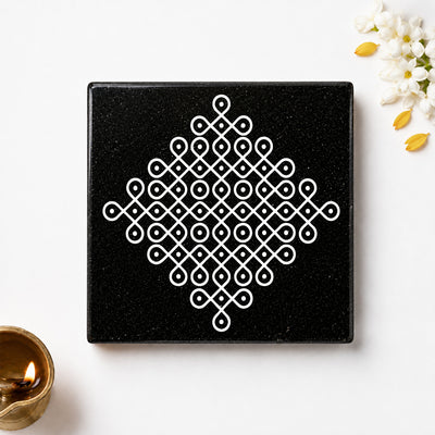 Om Mandala Kolam Granite Printed Rangoli | Permanent Rangoli Tile 6×6 Inch