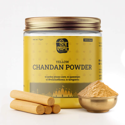CHITRASHILA® 100% Pure Yellow Chandan Powder Cooling & Herbal Tilak/Tika for Pooja, Meditation & Hawan - 75gm