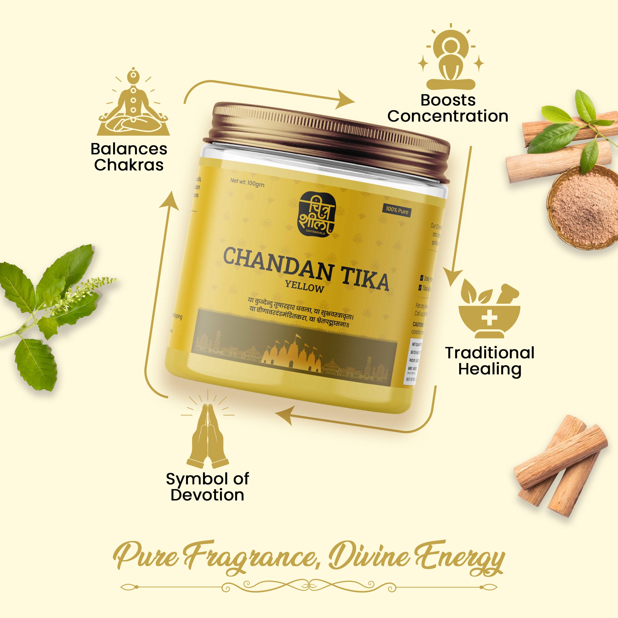Chandan tika yellow