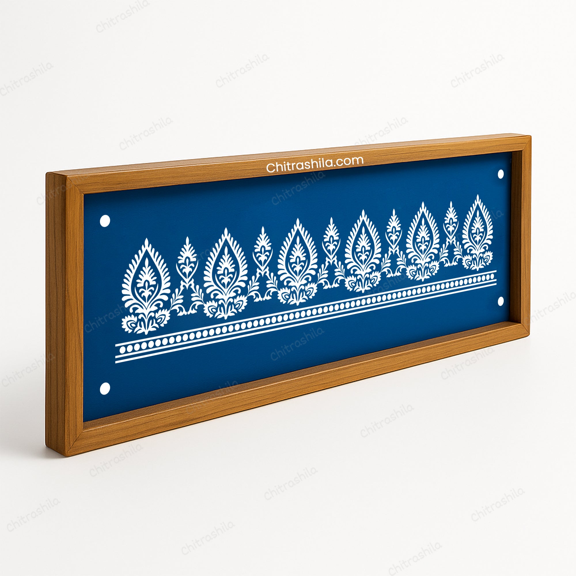 CHITRASHILA® Heritage Traditional Prints Border Wooden Rangoli Stencil 17x5 Inches (WB‑30)