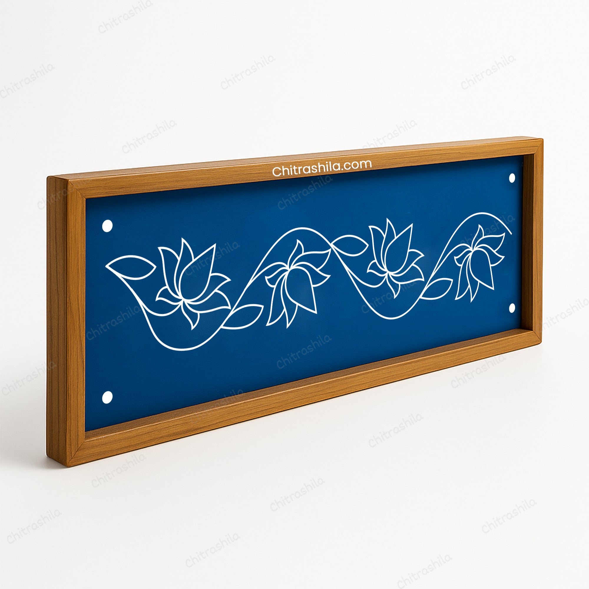 CHITRASHILA® Simple Lotus vine Border Wooden Rangoli Stencil 17x5 inches (WB-21)