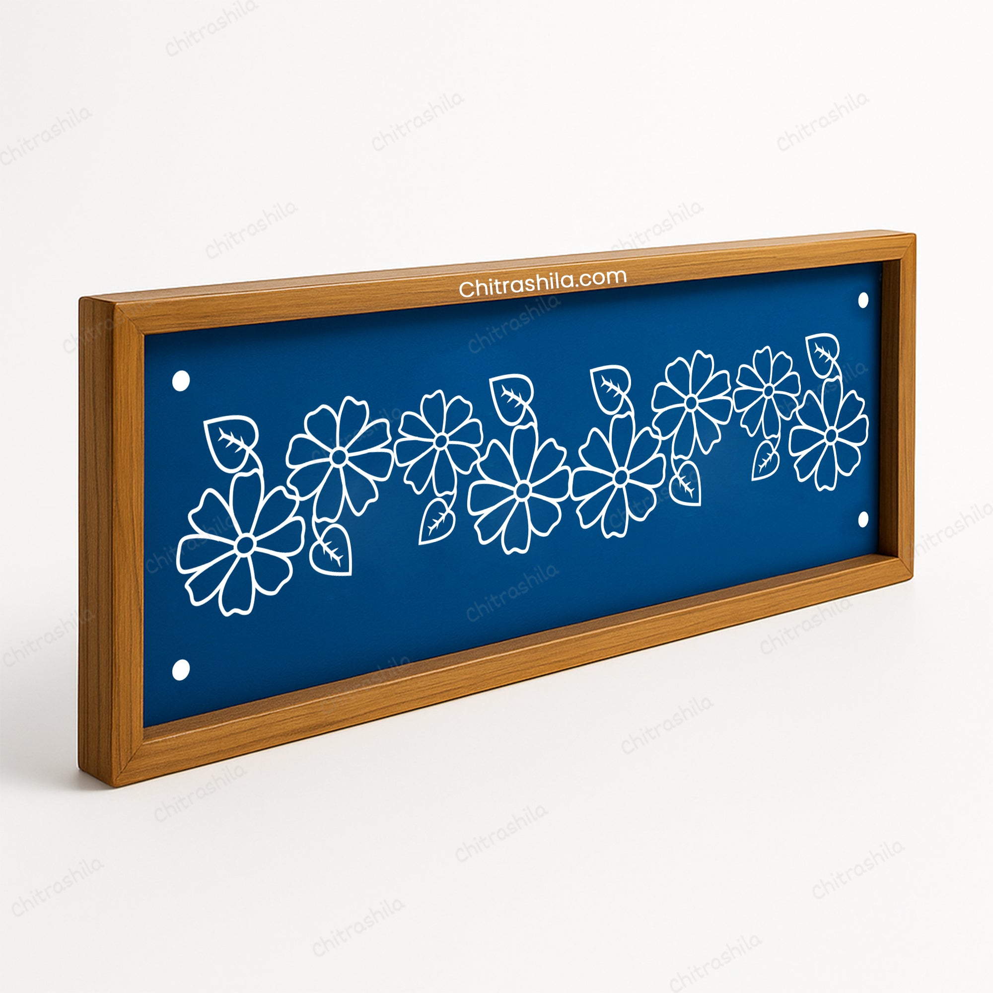 CHITRASHILA® Big and Medium Blossom Flower Border Wooden Rangoli Stencil 17x5 inches (WB-16)